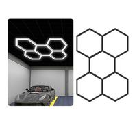 YXHGNNS Ultra Bright Hexagon Garage Lights, Multi-Coloured Rectangle Frame Hexagon LED Ceiling Light Large Workspace Lighting, for Car Detailing Barber Shop Gym Warehouses