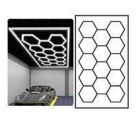 YXHGNNS Ultra Bright Hexagon Garage Lights, Multi-Coloured Rectangle Frame Hexagon LED Ceiling Light Large Workspace Lighting, for Car Detailing Barber Shop Gym Warehouses
