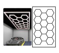 YXHGNNS Ultra Bright Hexagon Garage Lights, Multi-Coloured Rectangle Frame Hexagon LED Ceiling Light Large Workspace Lighting, for Car Detailing Barber Shop Gym Warehouses