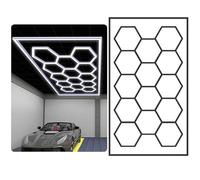 YXHGNNS Ultra Bright Hexagon Garage Lights, Multi-Coloured Rectangle Frame Hexagon LED Ceiling Light Large Workspace Lighting, for Car Detailing Barber Shop Gym Warehouses
