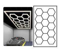 YXHGNNS Ultra Bright Hexagon Garage Lights, Multi-Coloured Rectangle Frame Hexagon LED Ceiling Light Large Workspace Lighting, for Car Detailing Barber Shop Gym Warehouses