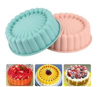 YXHZVON 2PCS Charlotte Cake Mold, 8 Inch Silicone Charlotte Cake Pan, Silicone Baking Molds, Baking Pastry Molds for Cake, Jello, Gelatin, Bread (Pink+Blue)