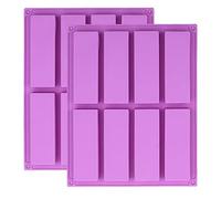 YXHZVON 2PCS Chocolate Bar Moulds, 8 Cavity Large Rectangle Silicone Granola Bars Mould, Energy Cereal Bars Mould for Baking Bread Brownie Cheesecake Butter Soap (Purple)