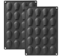 YXHZVON 2PCS Madeleine Baking Moulds, 20 Cavities Mini Silicone Madeleine Baking Moulds, Silicone Chocolate Molds, Madeleena Mould for Cakes, Chocolate, Sweets, Biscuits (Black)