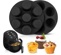 YXHZVON 2Pcs Silicone Cupcake Tray, 7 Cup Deep Silicone Muffin Tray, Cupcake Moulds Muffin Cake Baking Trays, Cake Tray Molds, for Yorkshire Pudding, Bun, Cakes(Black)