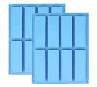 YXHZVON 2Pcs Silicone Rectangle Molds,8 Cavity Nutrition Energy Cereal Bar Moulds, Chocolate Bar Mouldsfor Baking Bread Brownie Cheesecake Butter Soap (Blue)