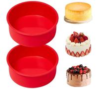 YXHZVON 6 Inch Round Silicone Cake Moulds, 2PCS Silicone Cake Tins for Baking, Non-Stick Quick Release Baking Pan for Cakes Puddings Bread Muffins