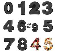 YXHZVON 9 PCS Number Cake Pans, Silicone 3D Numbers Cake Moulds Set, DIY Baking Cake Forms, Non-Stick Cake Pans for Birthday and Anniversary (0-8, Black)