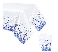 YXHZVON Dot Tablecloths, Pack of 2 Confetti Party Tablecloth, Birthday in Blue Dots, Rectangular Table Decoration for Bridal Showers, Engagement, Wedding, Housewarming Party (137 x 274 cm)