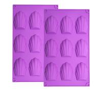 YXHZVON Madeleines Baking Tray 2pcs, 9 Cavities Silicone Baking Mold for Madeleine, Non-Stick Silicone Madeleine Mould for Chocolate, Cakes, Candy, Cookies (Purple)