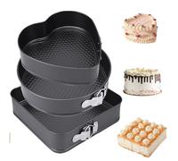 YXHZVON Springform Cake Pan, 3PCS Cake Tins for Baking, Square/Heart/Round Spring Form Cake Pans for Baking, Removable Base, for Home Cheesecakes Pie Quiches (20/22/24cm)