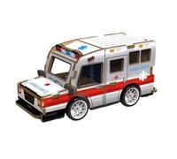 Yxian 3D Wood Puzzle for Kids, Mini DIY Vehicle Toys Puzzle, Assorted Daily Vehicles Educational STEM Toy for 6+ Ages, Wooden Educational Model Pull Back Gear Box (Ambulance)