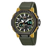 Yxian Business Mens Sports Watch Outdoor Multifunction Digital Analog Electronic Watches Metal Shell Plastic Strap Waterproof Dual Time Luminous Pointer Back Light Alarm Wristwatch (Army Green)