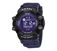 Yxian Mens Digital Watch Outdoor Sport Military Waterproof Electronic Watch Dual Time Alarm Rubber Strap Fashion Leisure Student Wrist Watch (Dark Blue)