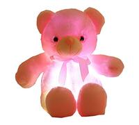 Yxian Plush Colorful Glowing Teddy Bear Plush Toy Sleeping Panda light-up Toy Plush Night light for children Birthday party Christmas halloween house decoration 19.69 in(Glowing teddy bear red)