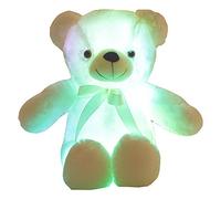 Yxian Plush Colorful Glowing Teddy Bear Plush Toy Sleeping Panda light-up Toy Plush Night light for children Birthday party Christmas halloween house decoration 19.69 in(Glowing teddy bear white)