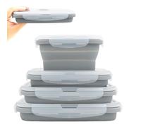 YXIAOO Collapsible Silicone Food Storage Containers Set of 4, Leakproof Foldable Lunch Boxes with Lids, BPA Free, Microwave Freezer Dishwasher Safe, Space Saving for Kitchen, Travel & Work