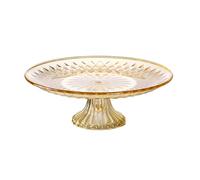 YXINAER Decorative Fruit Bowl 15/20/25/30cm Clear Serving Plates Fruit Dessert Salad Tray Cupcake Display Stand Round Dinner Plate Kitchen Supplies(Color1 with Stand,30cm)