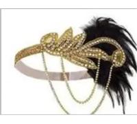 YXINAER Feather Headband Ecowalson 1920's Headband Costume Props Charleston costume accessories Flapper Headpiece Great Gatsby feather beaded headband(Gold)