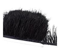 YXINAER Feather Trimming Fringe 8-10cm Feathers Ostrich Plume Trim Wedding Crafts DIY Feather Ribbon Sewing Party Handmade Headdress for Carnival(Black)