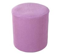 YXINAER Foot Stool Cover Stool Cover Solid Color Elastic Binding Design Polyester Stretch Round Footstool Protector for Daily Use(Purple)