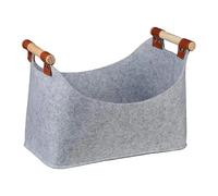 YXINAER Large Felt Storage Bag Felt Storage Bag Firewood Basket Wood Holders Log Soft Carrier Tote with Reinforced Handle(Dark grey,40 * 22 * 27cm)