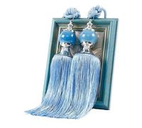 YXINAER Rope Curtain Tie Backs 1 Pair Curtain Tie Backs with Tassel Traditional Tieback Curtain Decorative Accessories(Light blue)