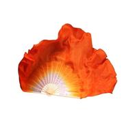 YXINAER Silk Belly Dance Fan 1 Pair Belly Dancing Silk Bamboo Veils Dance Sequin Short Fan Veil Gradient Color(31cm 40cm,1pcs right 1pcs left)