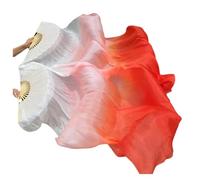 YXINAER Silk Belly Dance Fan 1Pair Belly Dance Silk Fan Long Handmade Gradient Color Fans(Style 8,180cm Imitation Silk)