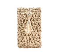 YXINAER Women's Knitted Shoulder Bag Female Crossbody Phone Bag Straw Rope Hand-woven Vacation Mini Purse Women Casual Mobile Phone(Beige)