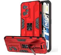 YXINDAFU Case for Realme GT Neo 2 / GT2 5G, Double Layer Shockproof TPU Silicone and Hard PC Scratch-Resistant Ultra Thin Mobile Phone Case with Hidden Folding Stand Magnetic Protective Case, Red