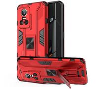 YXINDAFU Case for Realme GT Neo 3 5G, Double Layer Shockproof TPU Silicone and Hard PC Scratch-Resistant Ultra Thin Mobile Phone Case with Hidden Folding Stand Magnetic Protective Case, Red