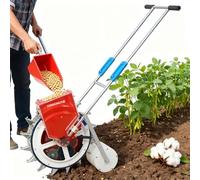 YXINHONGYUE 16 Nozzles Manual Roller Peanut Corn Planter, with Clear Seed Container Adjustable Plant Spacing Precision Seeding Fertilizer Applicator for Horticulture, Agriculture