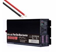 YXINHONGYUE 24V to 110V, Digital Display Peak Power Inverter, 5000W Off Grid Solar Pure Sine Wave Inverter DC 12V-48V To 220V 50Hz AC Converter with Battery Clip for Truck Or Emergency Situation