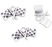 Yxinjy 20 Pcs Silver Racing Flag Antique Charms Pendants for Making Bracelet Necklace Jewelry Findings Jewelry Making Accessory Beading and Making,13x22mm