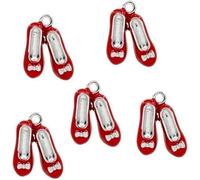Yxinjy 5 Pcs Red Creative Shoes Pendants Silver Alloy Tone Enamel Red Shoes Charms Art Beading Jewelry Making Supplies