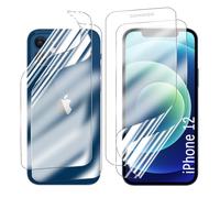 Yxiummo Hydrogel Film for iPhone 12,2 Pcs Screen Protector Soft with 2 Pcs Back Film Transparent HD Clear,Anti-Bubble,Self-Healing Easy Installation[Not Glass]