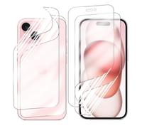 Yxiummo Hydrogel Film for iPhone 15,2 Pcs Screen Protector Soft with 2 Pcs Back Film Transparent HD Clear,Anti-Bubble,Self-Healing Easy Installation[Not Glass]