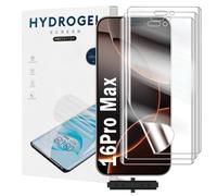 Yxiuumo 3 Pack Hydrogel Film for iPhone 16 Pro Max,Transparent Hydrogel Protective Film Screen Protector Soft,HD Clear,Anti-Bubble,Self-Healing Easy Installation[Not Glass]