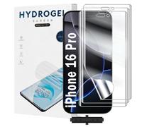 Yxiuumo 3 Pack Hydrogel Film for iPhone 16 Pro,Transparent Hydrogel Protective Film Screen Protector Soft,HD Clear,Anti-Bubble,Self-Healing Easy Installation[Not Glass]
