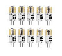 YXJX Low Voltage Bulbs, No Flicker 3W 12V AC/DC G4 LED Bulbs, Silicone 360 Beam Angle 48LEDS SMD3014 Super Bright Replace 30W Halogen Chandelier Light, 10pcs(Warm White)