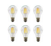 YXJX Low Voltage Bulbs, Solar Power Light and Off Grid, Retro LED Filament Lamp, E27 6w 12V 24V 36V A60 Clear Glass Shell Edison Led Bulb AC/DC12-36V for RV Camper Marine, 6-Pack