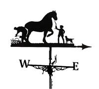 YXKJHH Garden Weather Vane, Metal Weather Vanes Black Weathercock,Wind Direction Indicator for Garden Decor Roof Outdoor, Garden Courtyard Decoration (Color : Dragon) (Horse)