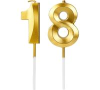 YXL 18th Gold Birthday Candles Numbers, Birthday Party Cake Candles Toppers for Wedding, Birthday, Party Decorations, Anniversary and Meetups