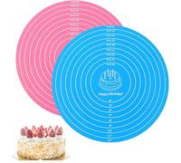 YXL 2Pcs Silicone Baking Mat, Round Pastry Mat, Pastry Rolling Mat, Kitchen Silicone Mat with Measurements, Silicon Baking Slip Mats for Cake Turntable Stand