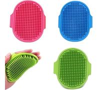 YXL 3Pcs Dog Bath Brush, Silicone Scrubber for Cats, Pet Bath Brush, Dog Bath Brush with Adjustable Ring Handle, Rubber Massage Grooming Comb for Short Long Haired Dogs Cats