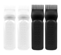 YXL 4PCS Hair Oil Applicator Bottles with Root Comb, 6 Ounce Hair Dyeing Tools with Graduated for Salon and Home Use(2 Black + 2 White)