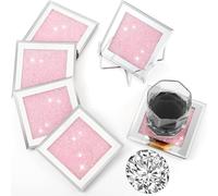 YXL Coasters Set of 4, Crushed Diamond Mirror, Square Mirror Coasters for Decorating Your Kitchen, Restaurant, Bar, Dining Table