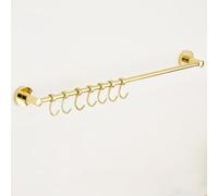YXLLGS Gold Brass Kitchen Rail with Movable Hooks, Wall Mounted Utensil Rack, Organizer for Spatula Pot Lid Bathroom Towel Bar(80cm/31in)