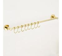 YXLLGS Gold Brass Kitchen Rail with Movable Hooks, Wall Mounted Utensil Rack, Organizer for Spatula Pot Lid Bathroom Towel Bar(90cm/35in)